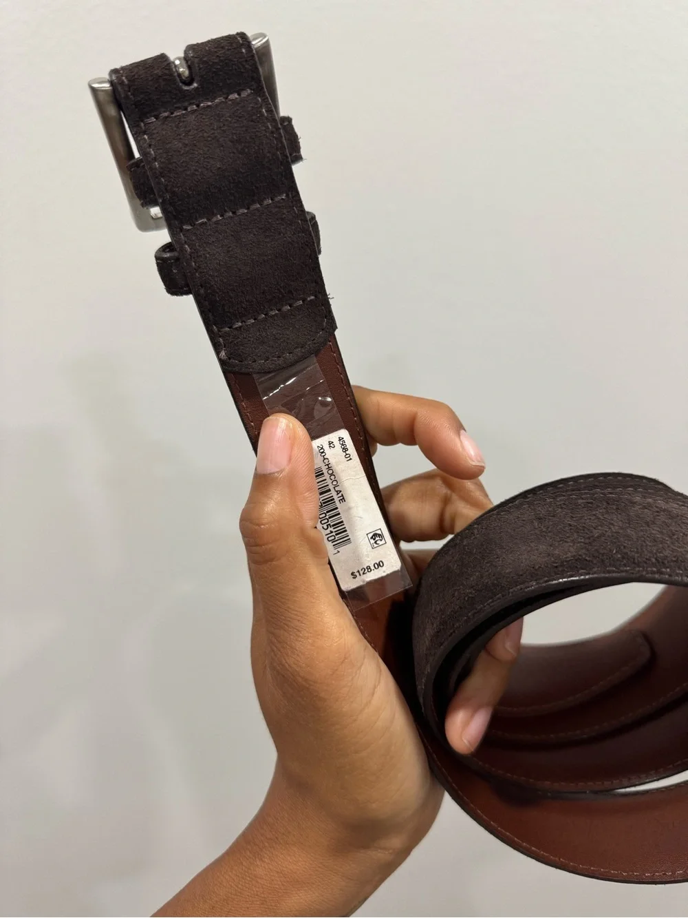 Saks Fifth Avenue Suede Brown Belt size 42
